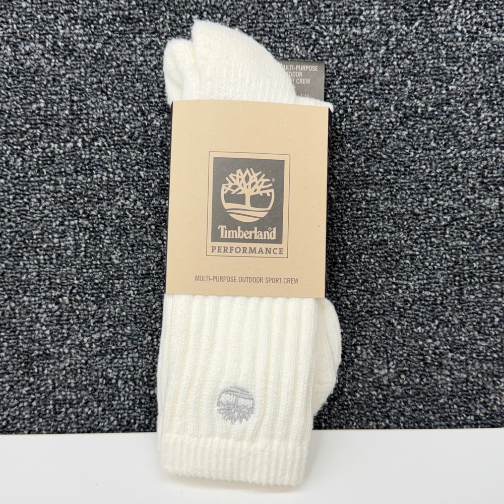 Timberland Performance Outdoor Sport Crew Socks White TL904 Mens 7-13 USA Made